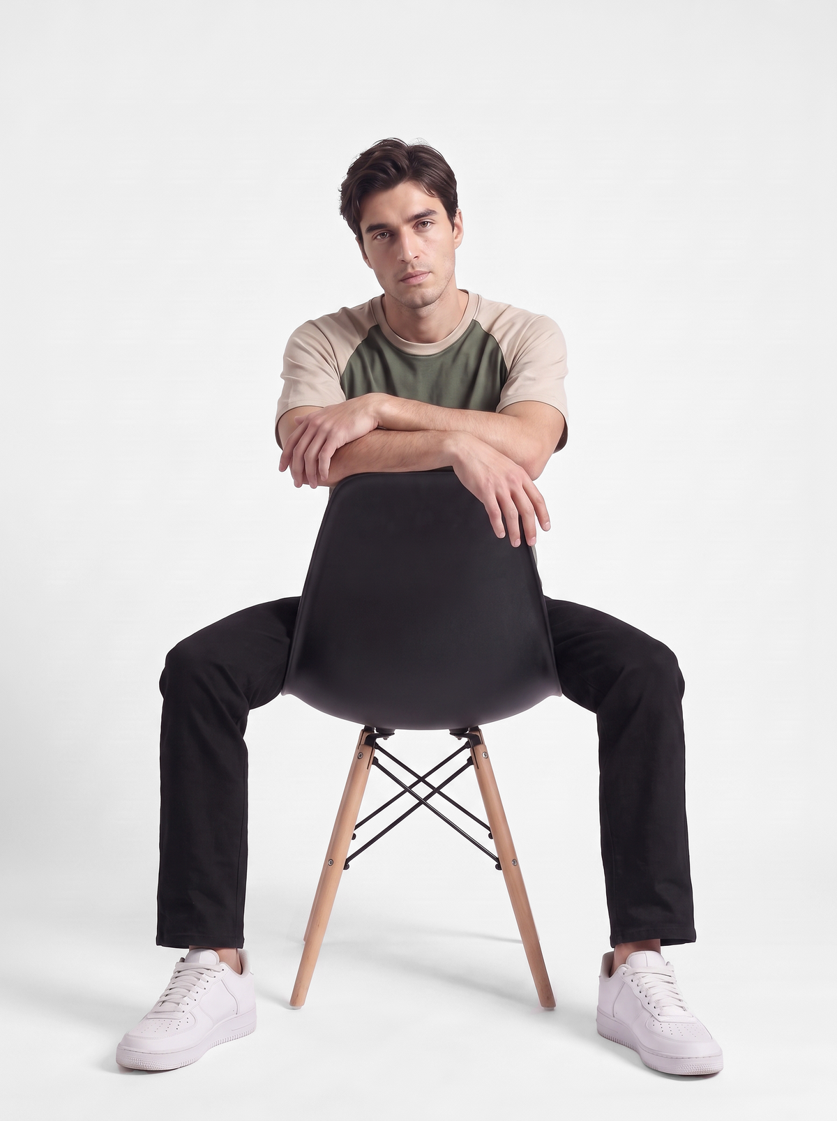 Black Straight Fit Cotton Pant