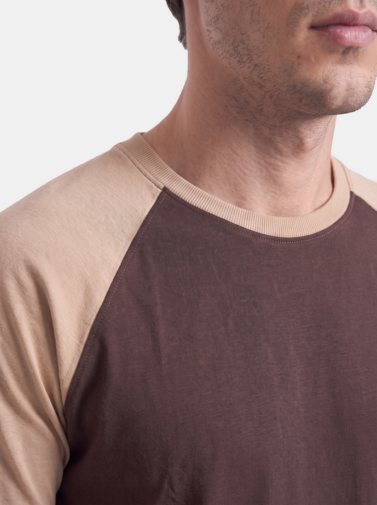 Panel T-Shirt Brown x Beige