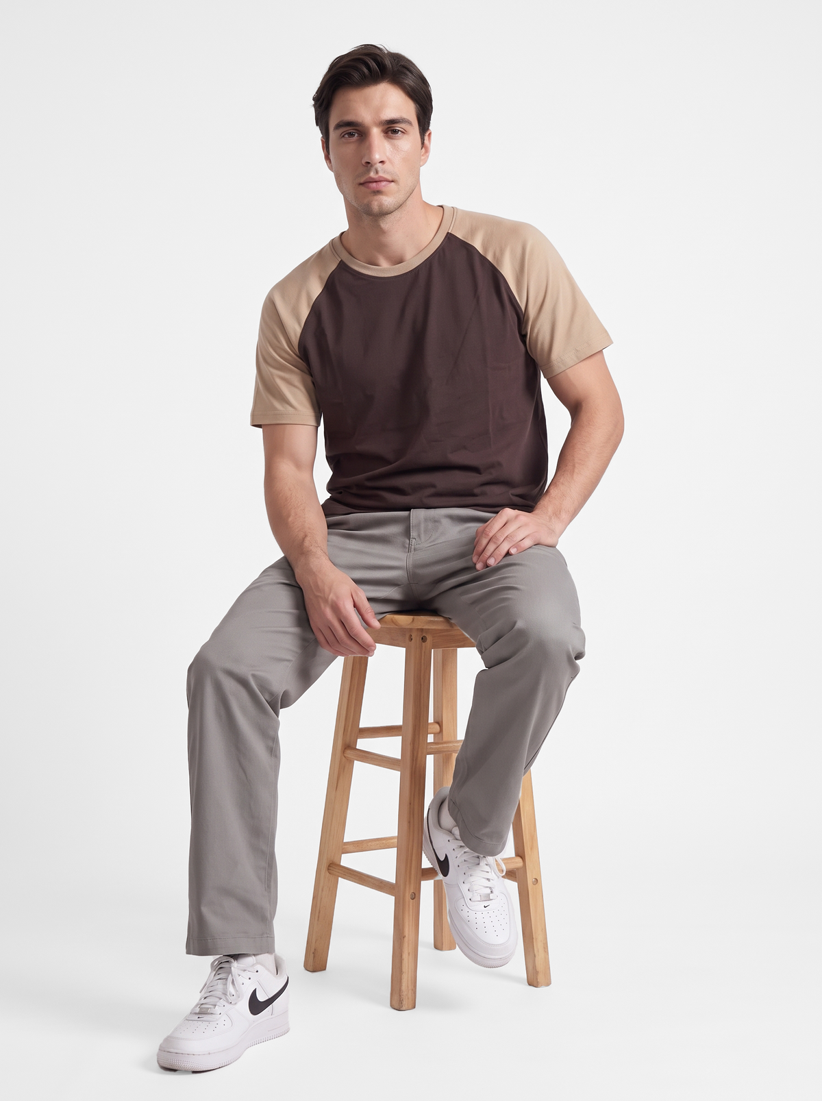 Panel T-Shirt Brown x Beige