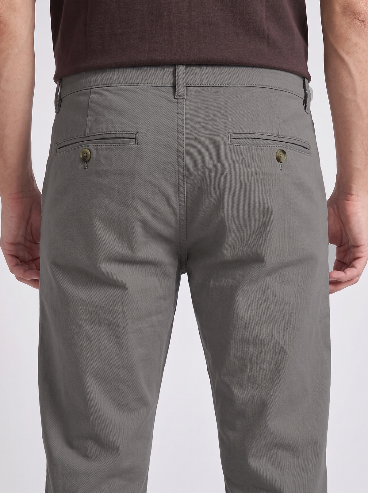 Grey Straight Fit Cotton Pant