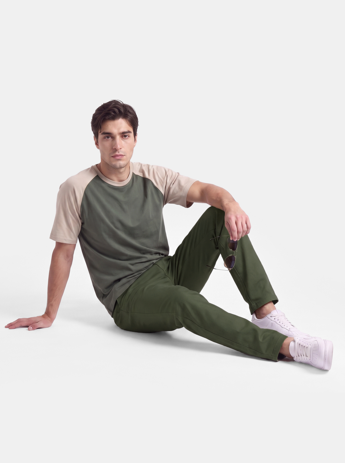 Olive Straight Fit Cotton Pant