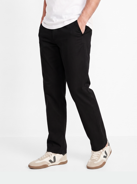 Black Straight Fit Cotton Pant