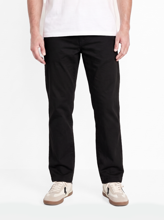Black Straight Fit Cotton Pant
