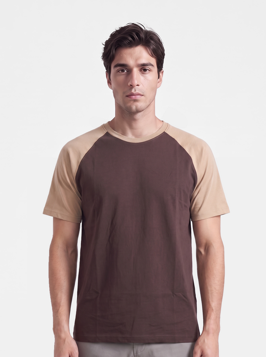 Panel T-Shirt Brown x Beige