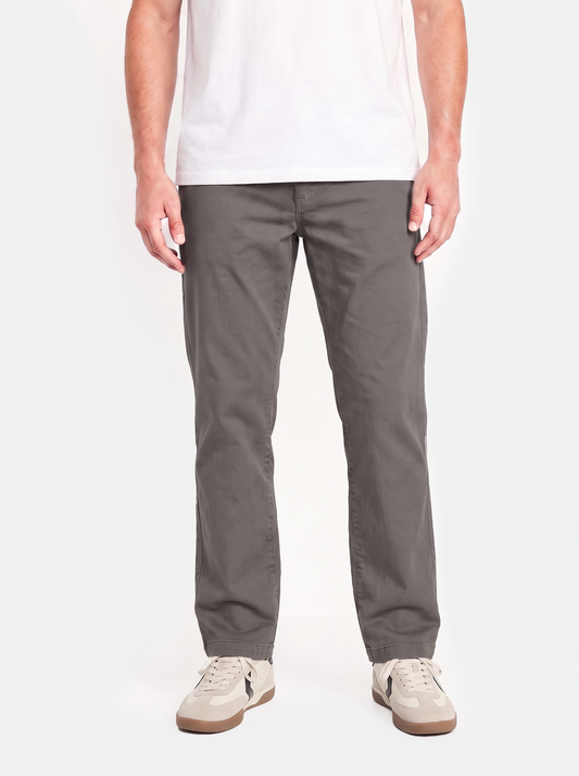 Grey Straight Fit Cotton Pant