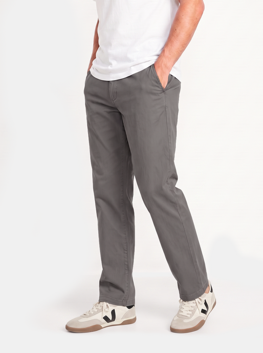 Grey Straight Fit Cotton Pant