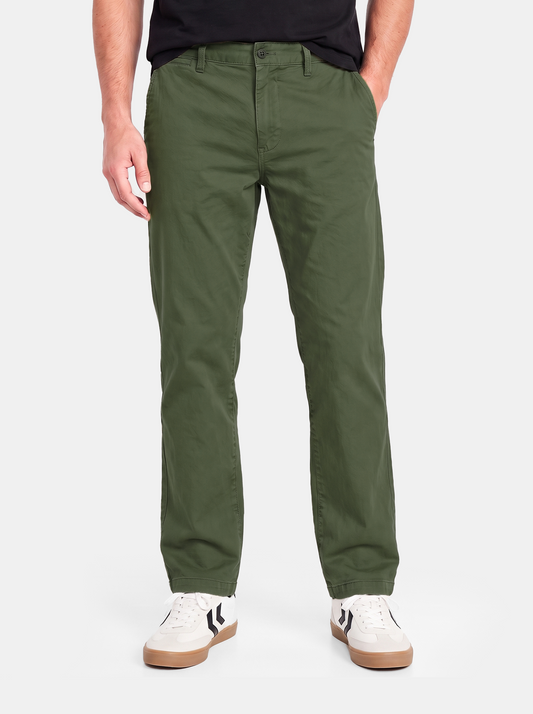 Olive Straight Fit Cotton Pant