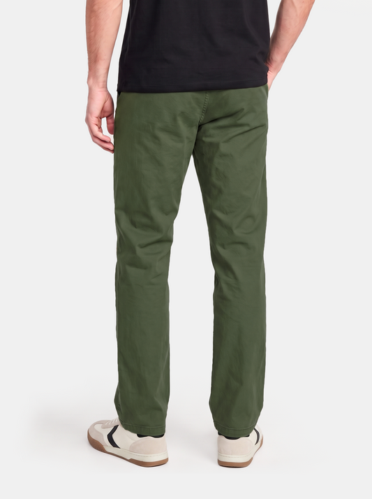 Olive Straight Fit Cotton Pant